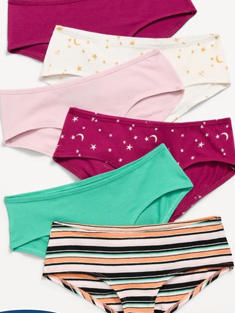 Old Navy Girls 6 pc Multi-Color panties pink, green, cranberry NWTS NEW sz M